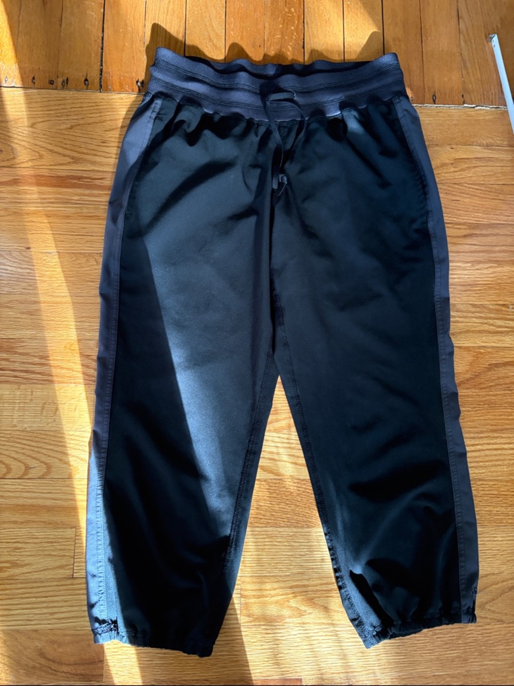 Champion Black Jogger Capris with Gray Side Panels and Pockets